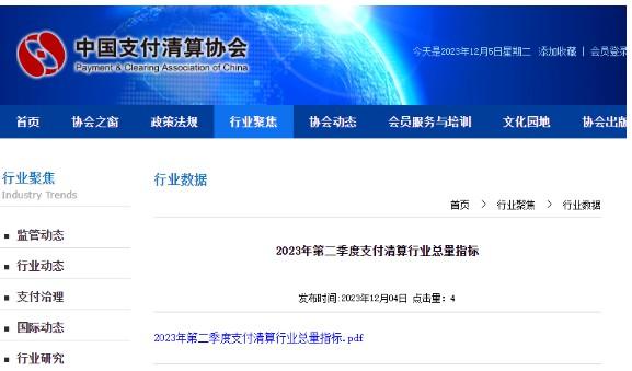 2023年第二季度支付清算行業總量指標 2023年第二季度支付清算行業總量指標